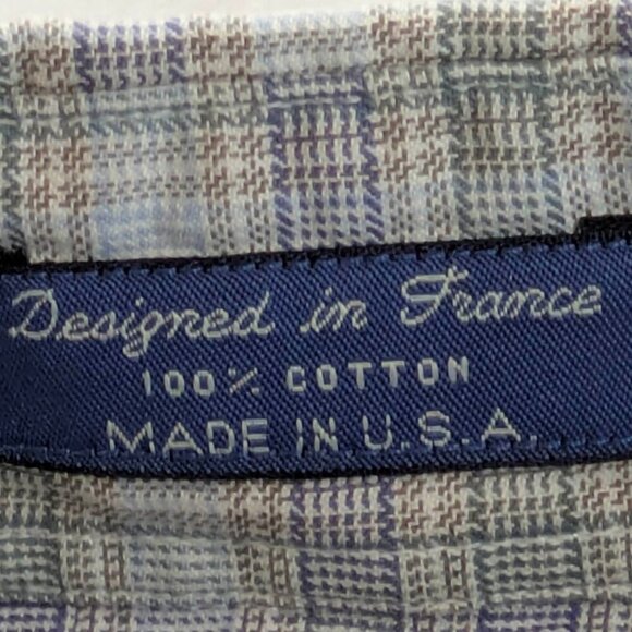 Faconnable Nordstrom Shirt Mens M Blue Green Plaid Long Sleeve Office Preppy - Picture 11 of 12